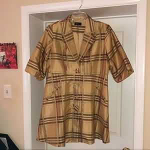 Puli gold plaid trench coat